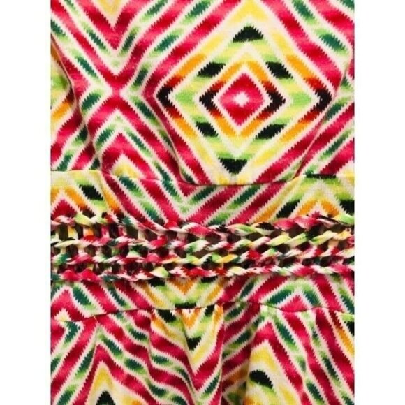 Colorful Geometric Print High-Low Summer Dress With Spaghetti Straps - Picture 4 of 4